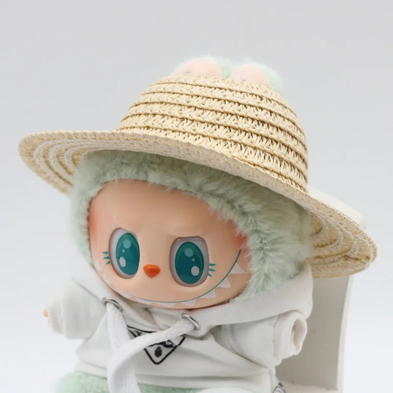 Labubu Hat Open Top Straw Hat Woven Hat Labubu Party Clothing Accessories Countryside Style Labubu Outfit for Sitting Party