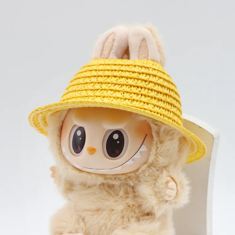 Labubu Hat Open Top Straw Hat Woven Hat Labubu Party Clothing Accessories Countryside Style Labubu Outfit for Sitting Party