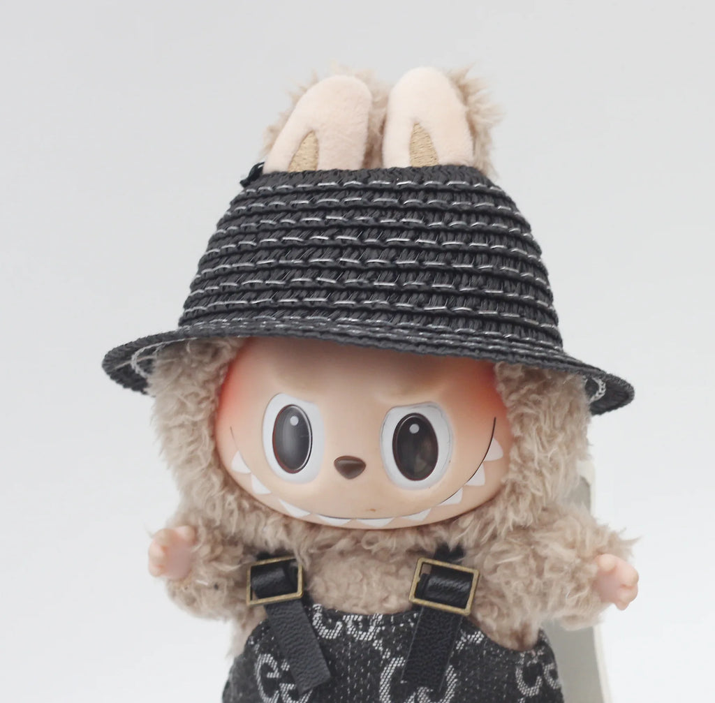 Labubu Hat Open Top Straw Hat Woven Hat Labubu Party Clothing Accessories Countryside Style Labubu Outfit for Sitting Party