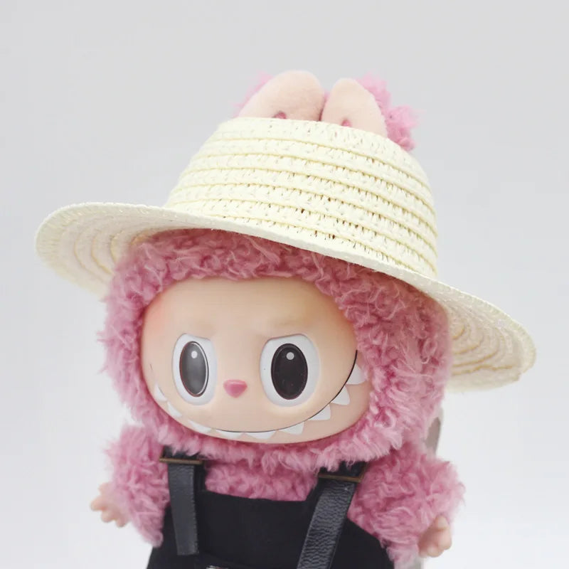 Labubu Hat Open Top Straw Hat Woven Hat Labubu Party Clothing Accessories Countryside Style Labubu Outfit for Sitting Party