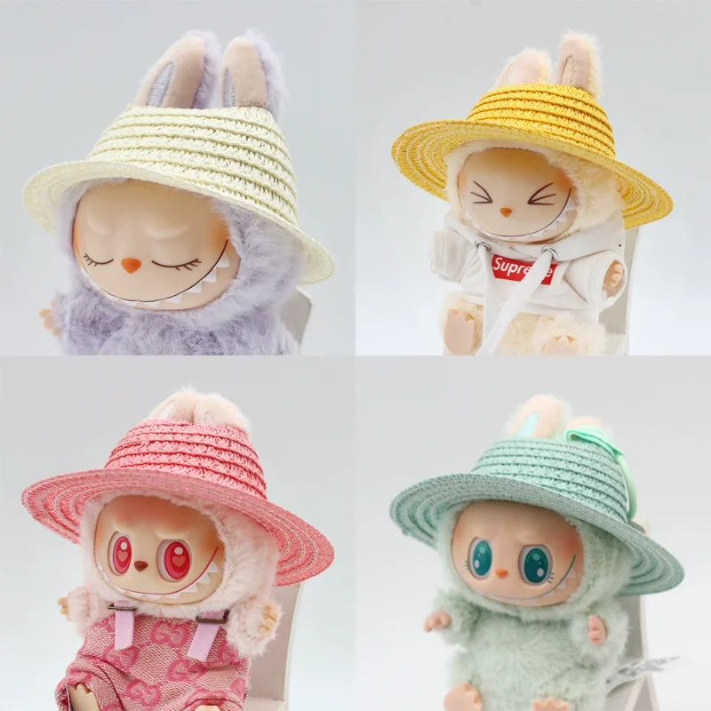 Labubu Hat Open Top Straw Hat Woven Hat Labubu Party Clothing Accessories Countryside Style Labubu Outfit for Sitting Party