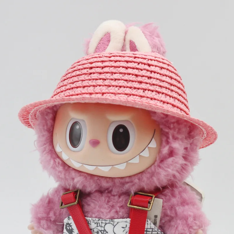 Labubu Hat Open Top Straw Hat Woven Hat Labubu Party Clothing Accessories Countryside Style Labubu Outfit for Sitting Party