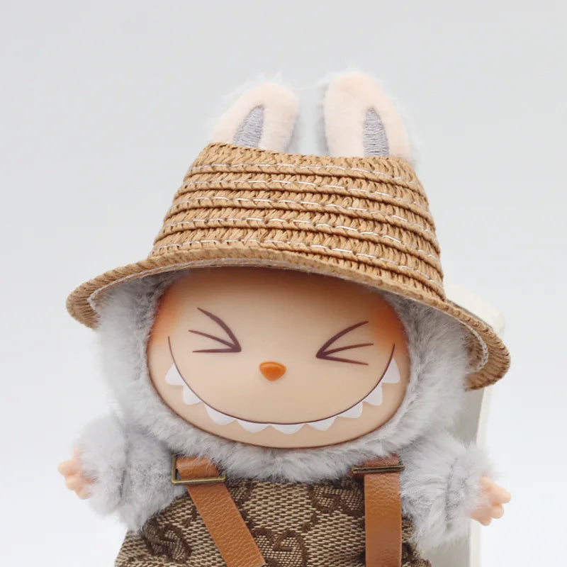 Labubu Hat Open Top Straw Hat Woven Hat Labubu Party Clothing Accessories Countryside Style Labubu Outfit for Sitting Party