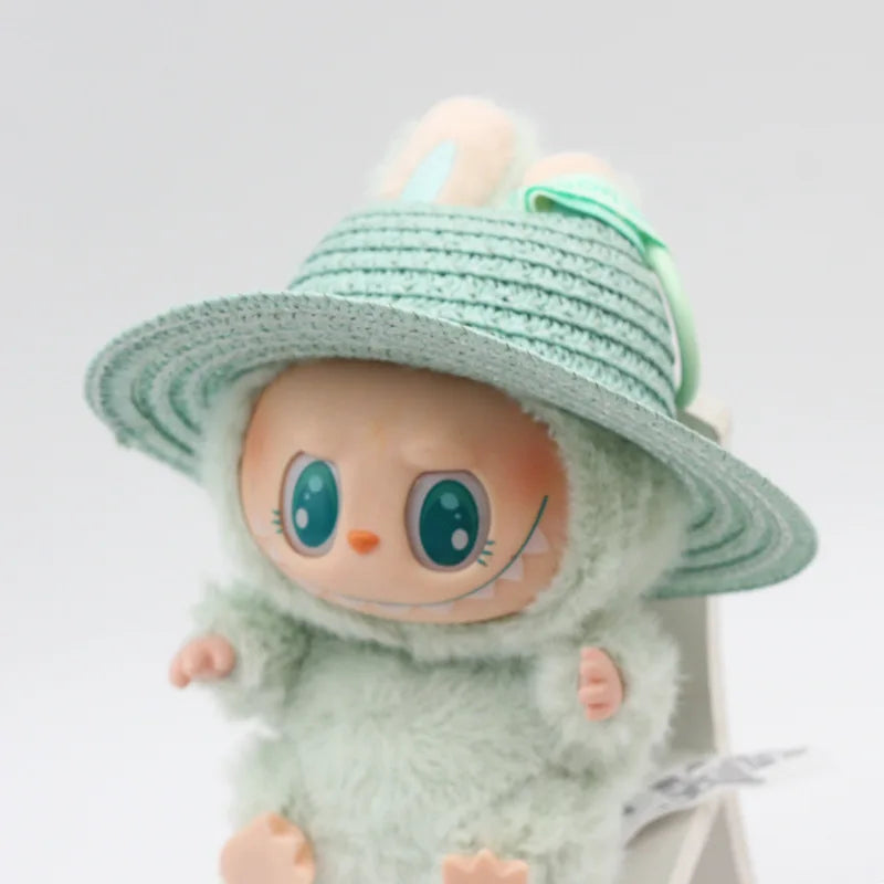 Labubu Hat Open Top Straw Hat Woven Hat Labubu Party Clothing Accessories Countryside Style Labubu Outfit for Sitting Party