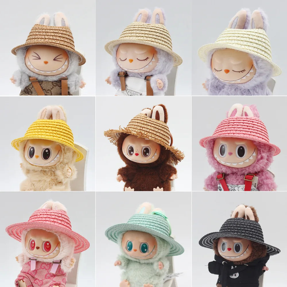 Labubu Hat Open Top Straw Hat Woven Hat Labubu Party Clothing Accessories Countryside Style Labubu Outfit for Sitting Party