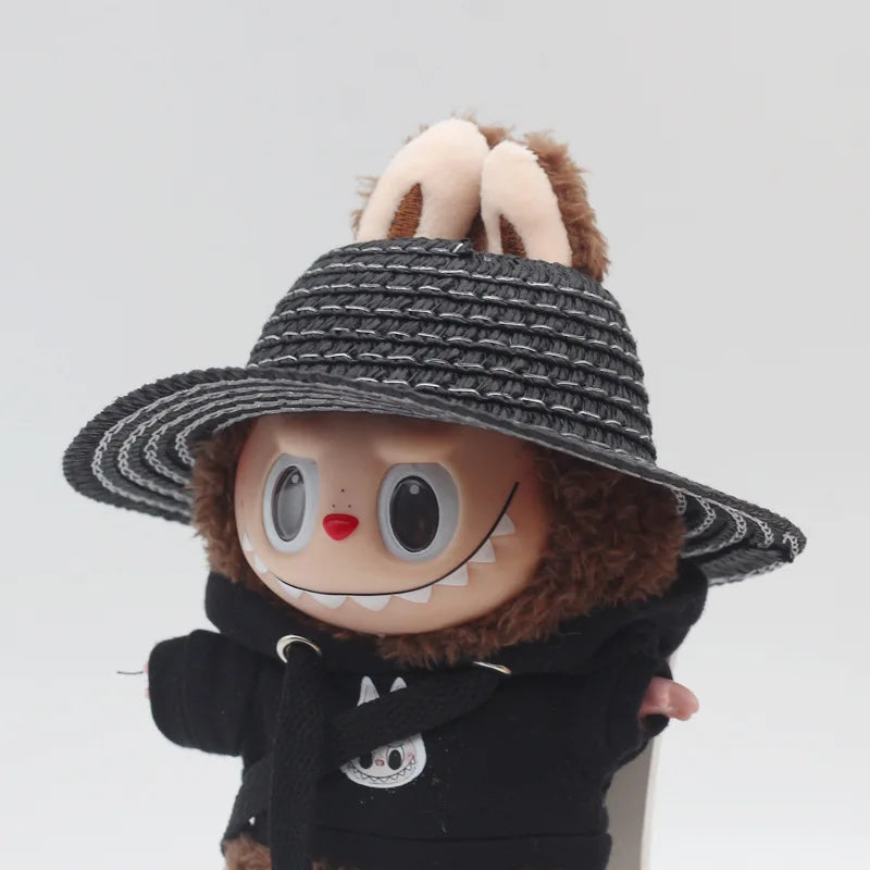 Labubu Hat Open Top Straw Hat Woven Hat Labubu Party Clothing Accessories Countryside Style Labubu Outfit for Sitting Party
